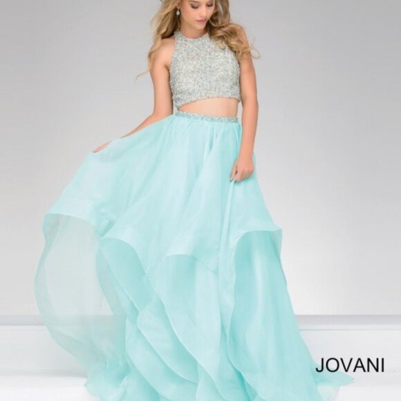 Jovani Navy Embellished Two Piece Prom Ballgown - Picture 6 of 7